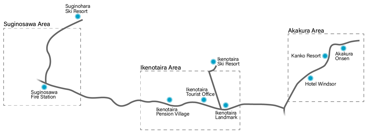 Map of Mt Myoko Shuttle bus route